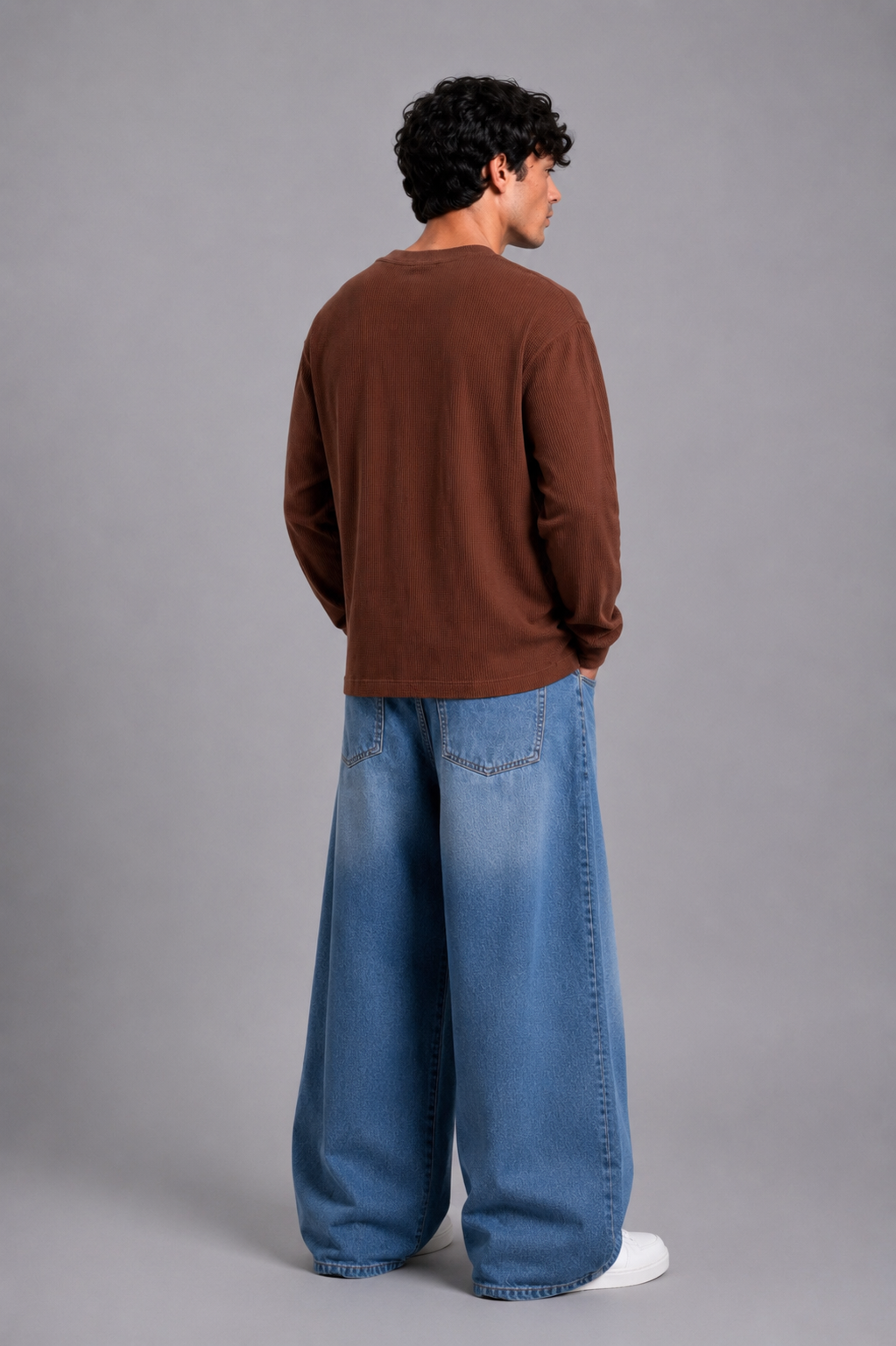 Brown Washed Waffle Full Sleeves