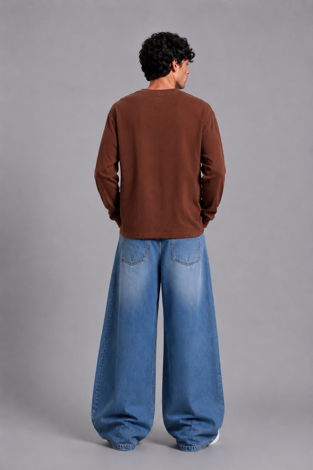 Brown Washed Waffle Full Sleeves