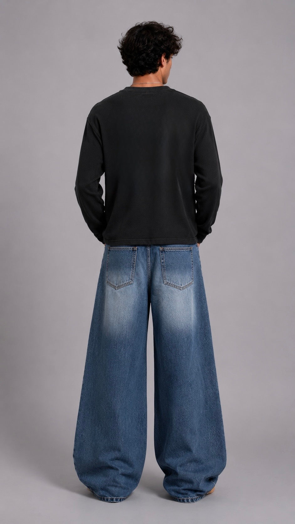 Black Washed Waffle Full Sleeves