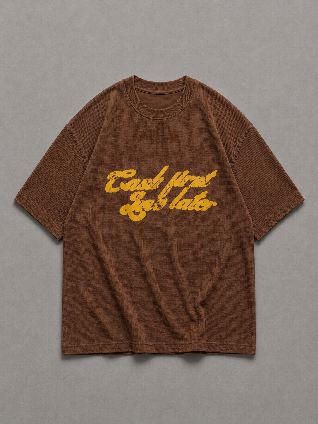 Cash Love Brown Washed Waffle Tshirt