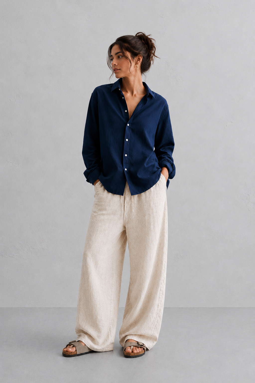 Beige Linen Trouser