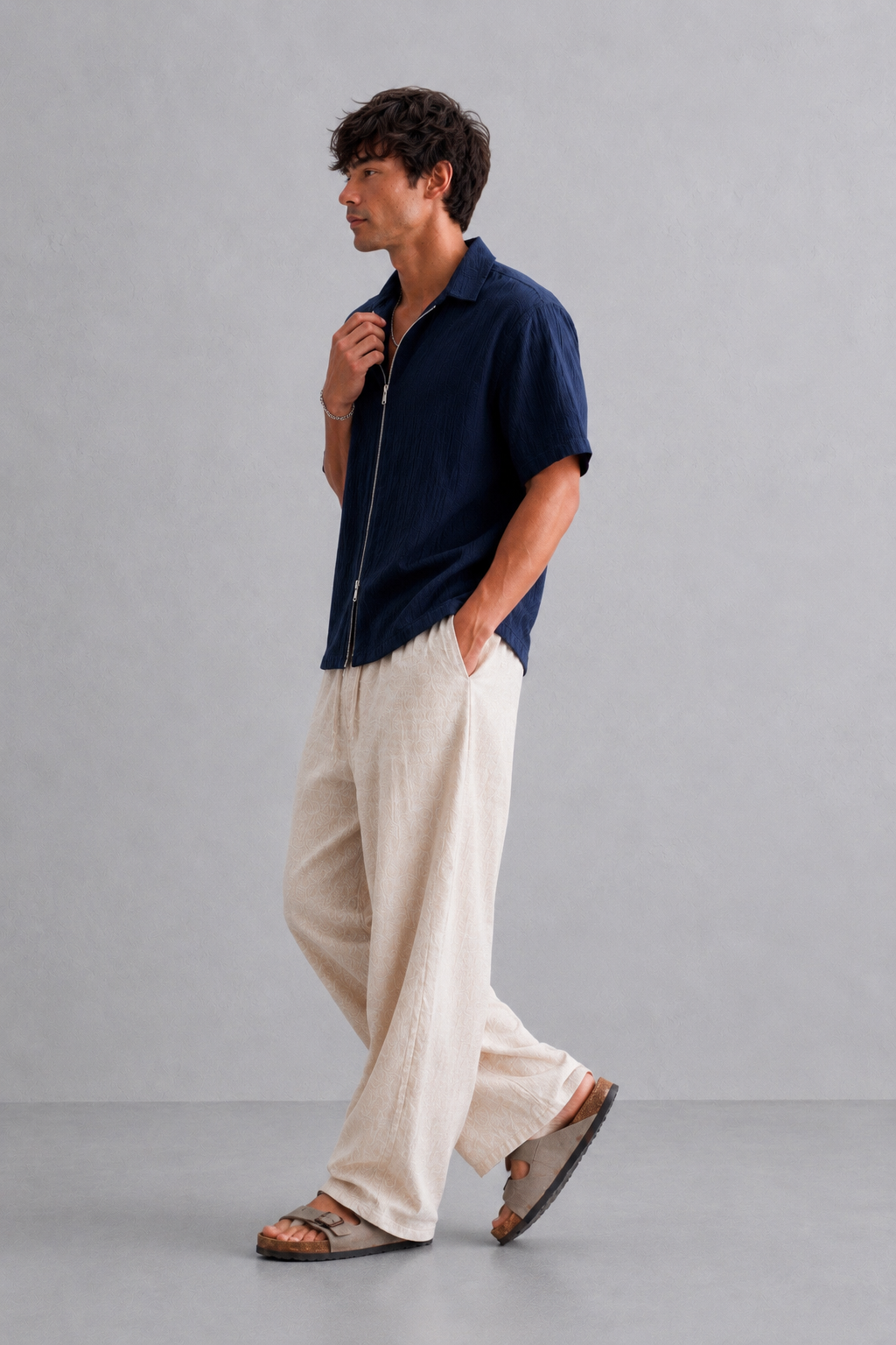 Blue Linen Half Sleeve Shirt