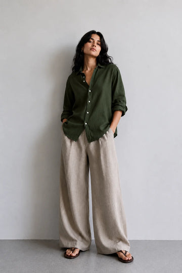 Dark Green Linen Shirt