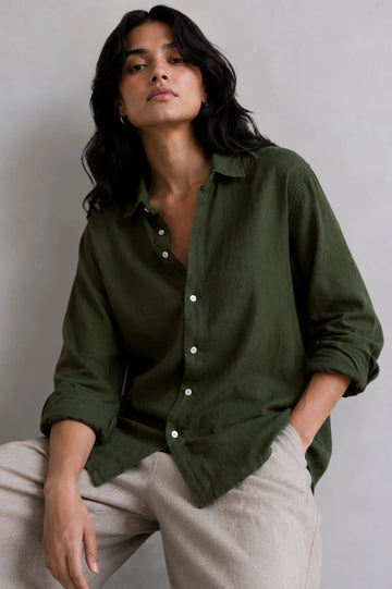 Dark Green Linen Shirt