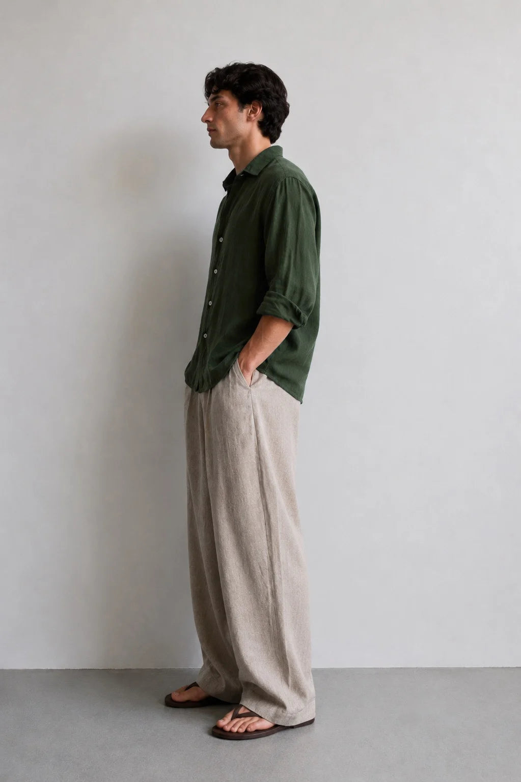 Dark Green Linen Shirt