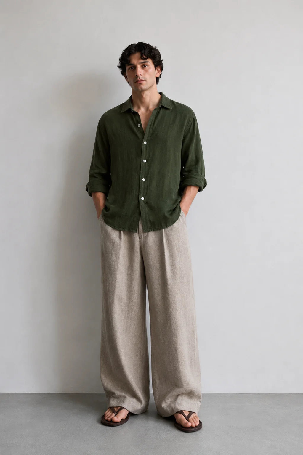 Dark Green Linen Shirt