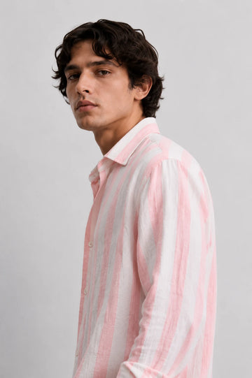 Pink Resort Stripe Linen Shirt
