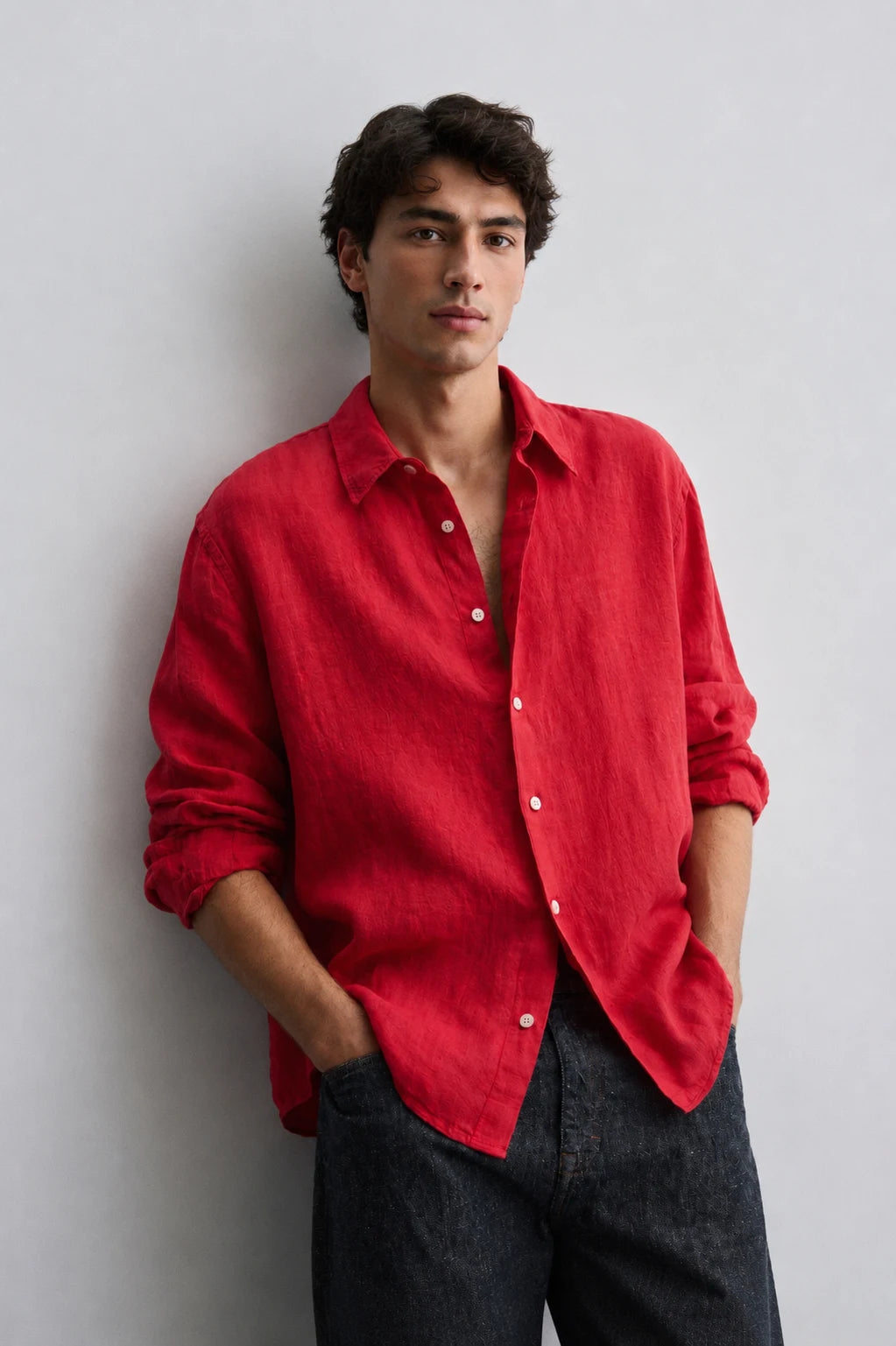Brick Red Linen Shirt