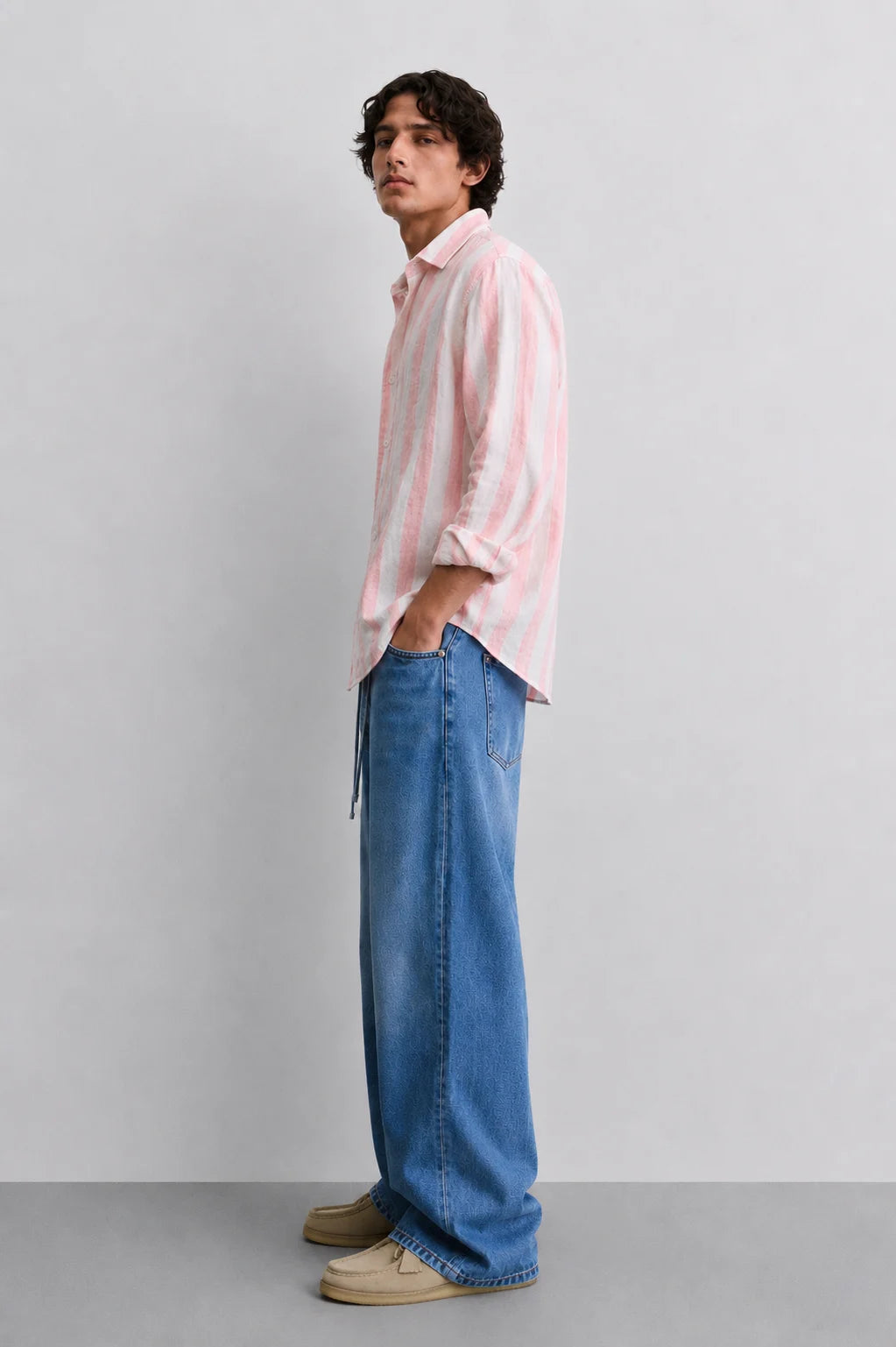 Pink Resort Stripe Linen Shirt