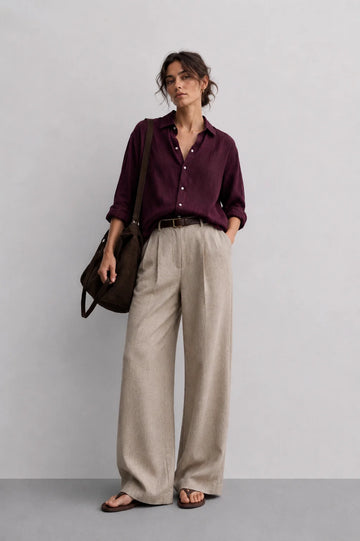 Wine Red Linen Shirt